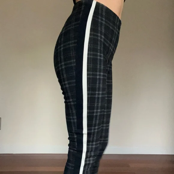 Zara | Plaid Striped Trouser Legging Pants Gray Blue White Tuxedo Strip XS - Picture 7 of 7
